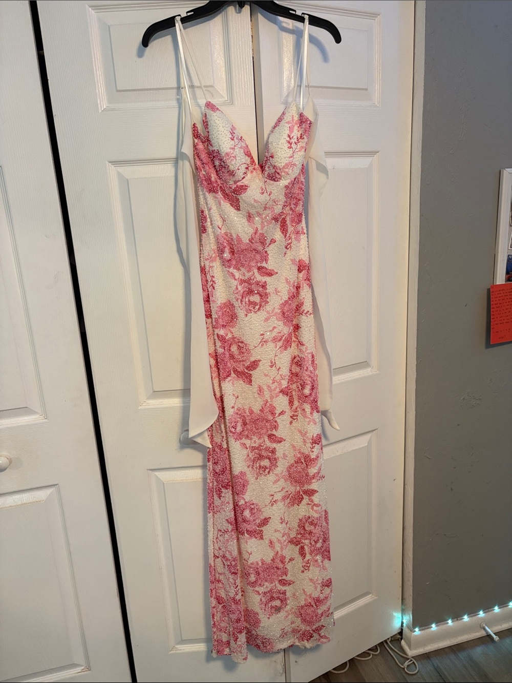 B. Darlin Pink and White Floral Sequin Dress